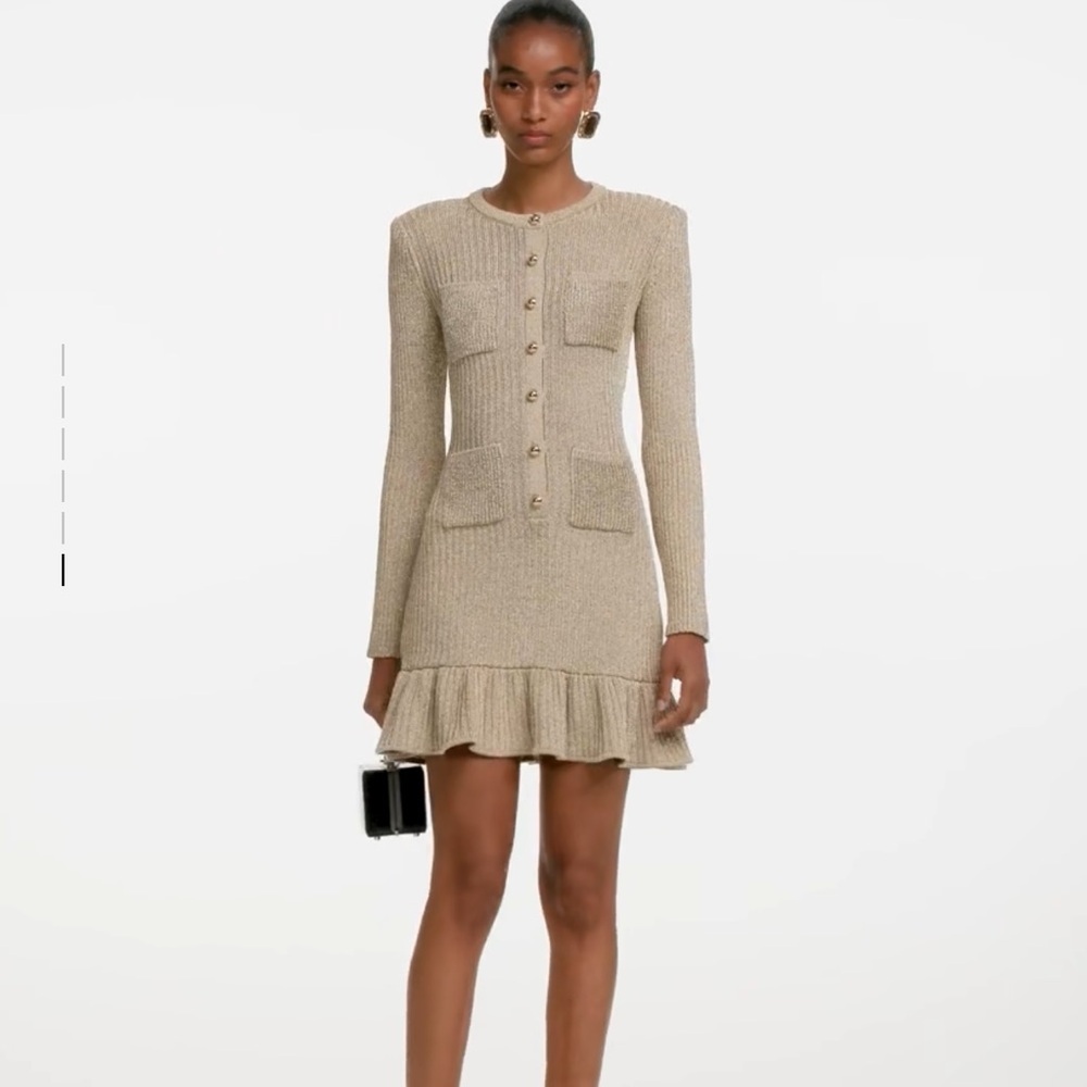 Self-Portrait Gold Lurex Knit Dress